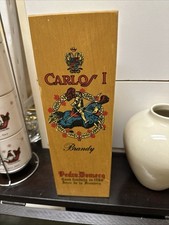 Vintage Carlos I Brandy Pedro Domecq Wood Box Bottle Holder Keepsake *Box ONLY*