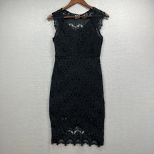 Free People Intimately Dress Womens Small Black Lace Bodycon Scalloped Romantic