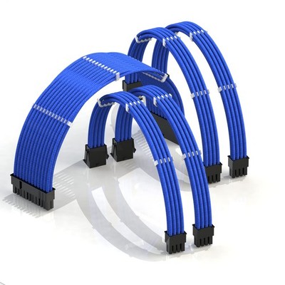 LINKUP - AVA 30cm PSU Cable Extension Sleeved Custom Mod GPU PC 30cm, Blue