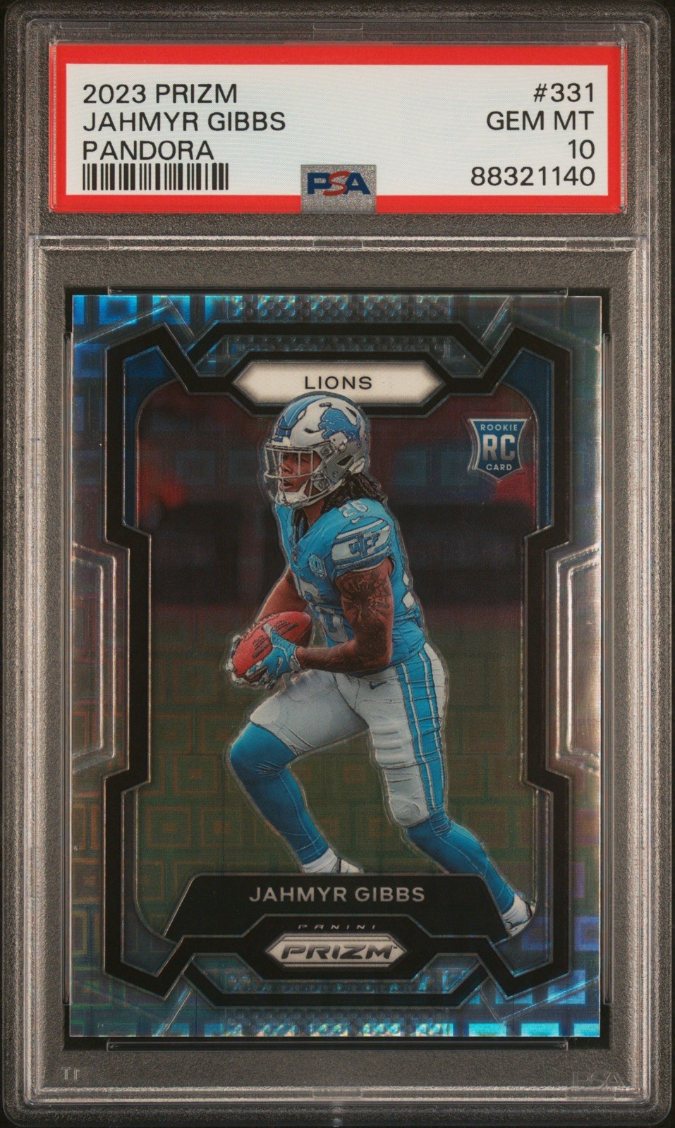 2023 Panini Prizm Jahmyr Gibbs #331 Pandora Prizm Rookie RC /400 PSA 10
