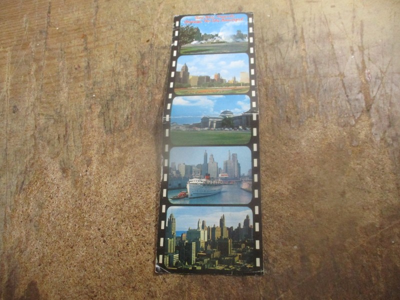 Cine Strip Chicago The City Beautiful  1961 folding postcard Illinois buildings