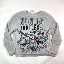 Nickelodeon TMNT Ninja Turtles Gray Fleece Pullover Sweatshirt Youth Size L