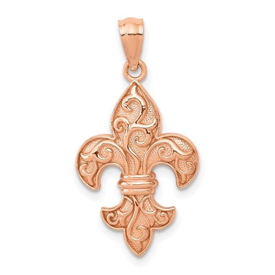 14k Rotgold Fleur de Lis Anhänger, 14mm (9/16 Zoll)