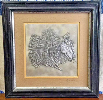 Vtg 1976 Franklin Mint The Chieftain Silver Wall Sculpture Gordon Phillips Art