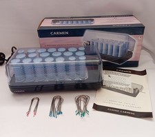 Vintage Carmen 20 Heated Hair Rollers Set Boxed With Clips Pins Tested Working