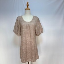 Reformation Puff Sleeve Dress (M) Beige Tweed Fall Winter