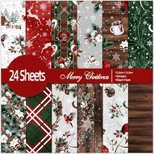 6inch Christmas Scrapbooking Paper Pad - 24 Sheets Aesthetics Patterns Designed 