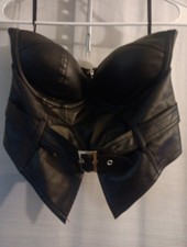 Say What Faux Leather Corset Small