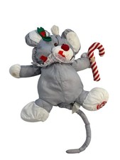 Puffalump Christmas Mouse Fisher Price 12" Plush Stuffed Animal Gray Candy Cane