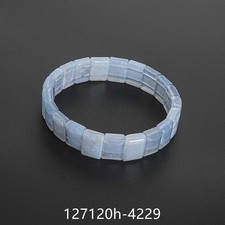 Chalcedony Beads Bracelet Genuine Natural Faceted Rectangle Gemstone Beads 7.5"
