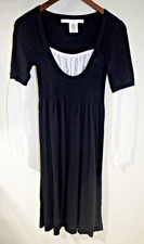 Q7 - NWOT Max Studio XS Sweater Dress Black Knit & White Sheer Insert & Sleeves