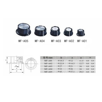 Radio Tuner Control Knobs Potentiometer Knob Volume Amp Dial 6mm Hole for Shaft