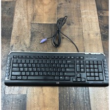 HP Multimedia Keyboard Wired PS/2 Black Silver KB-0601 5188-6077 Used