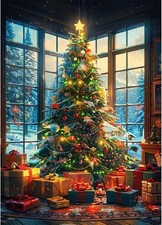 Christmas Tree Diamond Painting Kits for Adults, 5D Window Tree Diamond Art