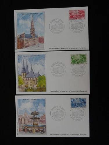 FDC France 1984 (x3) Council of Europe official stamps