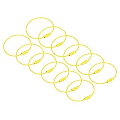 12Pack Cable Key Rings, 6-inch(155mm) Wire Keychain Twist Loops, Yellow