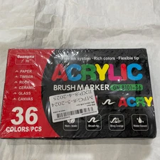 36 Colors Acrylic PAINT PENS MARKERS - Brush Tip for Rock, Canvas & Stone Paint