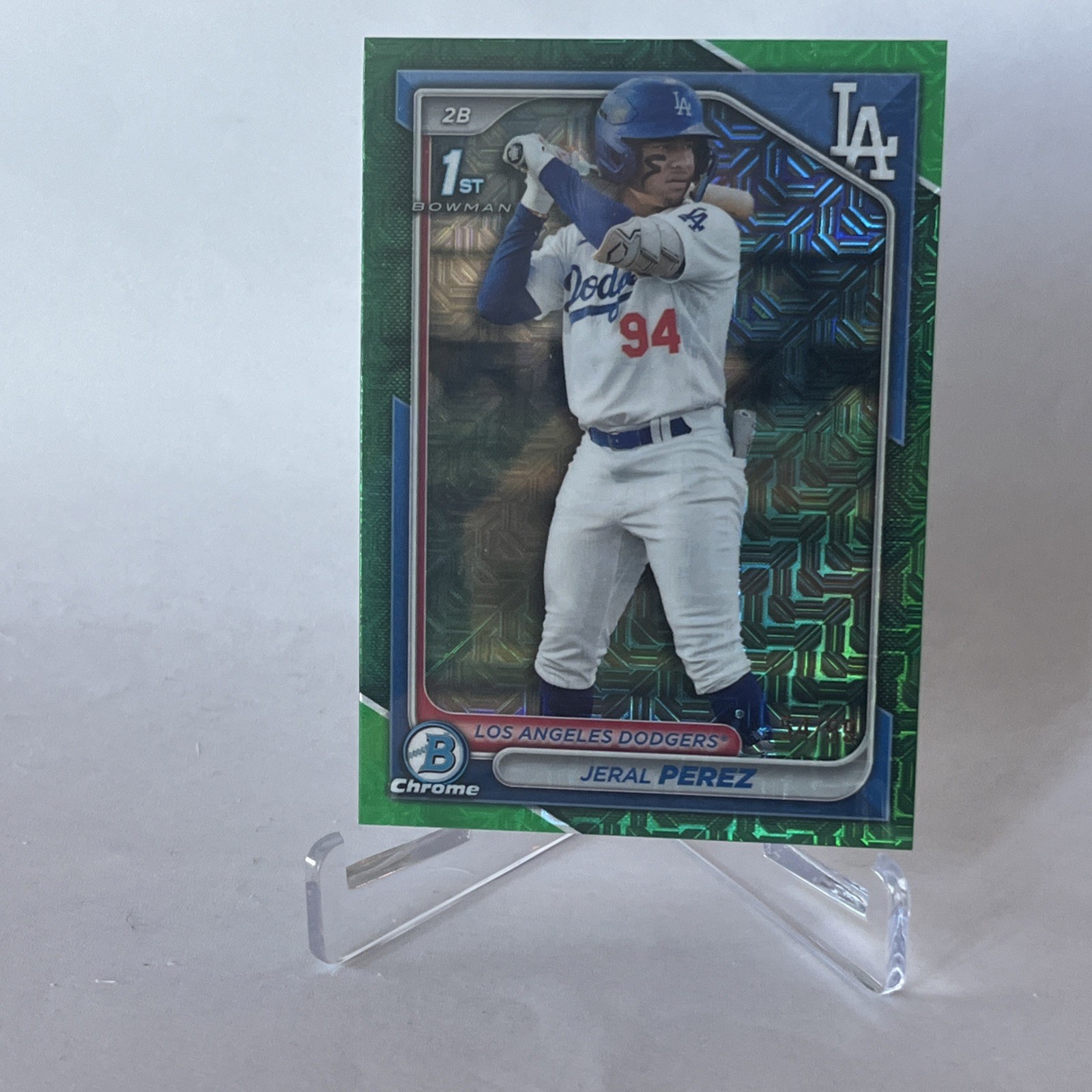 2024 Bowman Chrome Prospect Jeral Perez 1st Green Refractor /99 #BCP-158 Dodgers