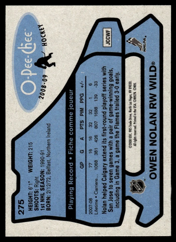 2008-09 O-Pee-Chee 1979-80 Retro Owen Nolan Minnesota Wild #275 - Image 2 of 2