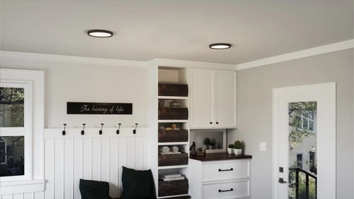 Quoizel OST1711 Outskirts 11"W LED Flush Mount Ceiling Fixture - Nickel - Picture 3 of 12