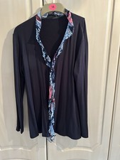 LINEA black Blouse Cardigan With Multi Frill detail. VGC. Size L