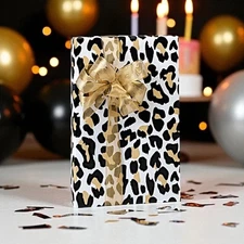 GOLDEN LEOPARD Print Design 24" Gift WRAPPING Paper Choose Length Amount 