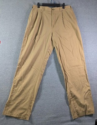 VTG Y2K Tommy Hilfiger Pleated Chino Pants 34x32 Khaki Tencel Prep Normcore 