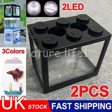 2PCS Mini Fish Tank Aquarium Stackable Cube Tank With Fish Tank Decoration UK