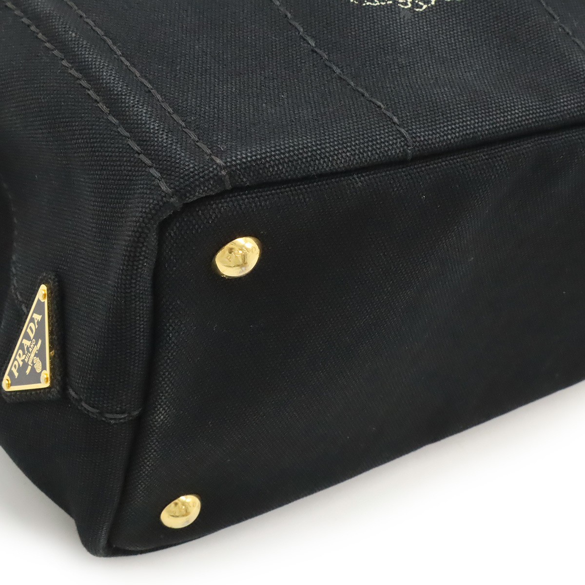 PRADA Canapa Tote Bag 2WAY Shoulder Bag Crossbody Canvas NERO Black Gold Hardwar thumbnail 3