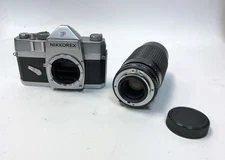 Nikkorex 35mm SLR Camera With Albinar 80-200mm Macro Zoom Lens Fully Tested