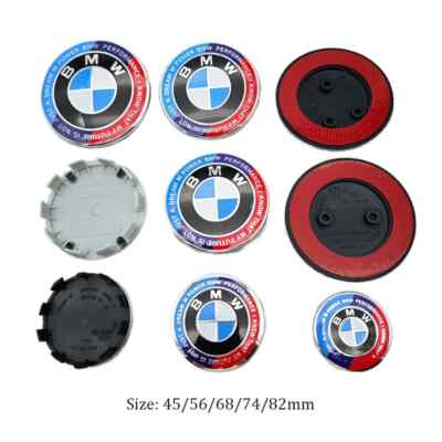 3d ABS BMW Badge 82 74 68 56 45mm Car Front Hood Emblem Rear Trunk Badge Rim Cap