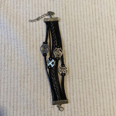 Disney 2015 Descendents Faux Leather Bracelet. Colors Silver and Black.