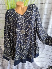Sheego Bluse Tunika Viskose blau gemustert Gr. 42 - 54 Lagen Look (302)