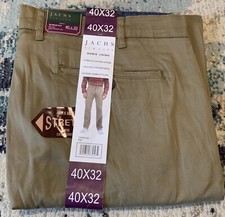 Mens Bowie Chino Trousers Jachs New York Cotton Slim Straight Leg Khaki Mid Rise