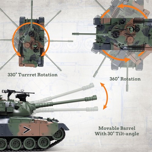1:18 RC Panzer M60 ferngesteuerter Panzer Modell Spielzeug Militär Panzer der BBS schießt - Bild 3 von 20