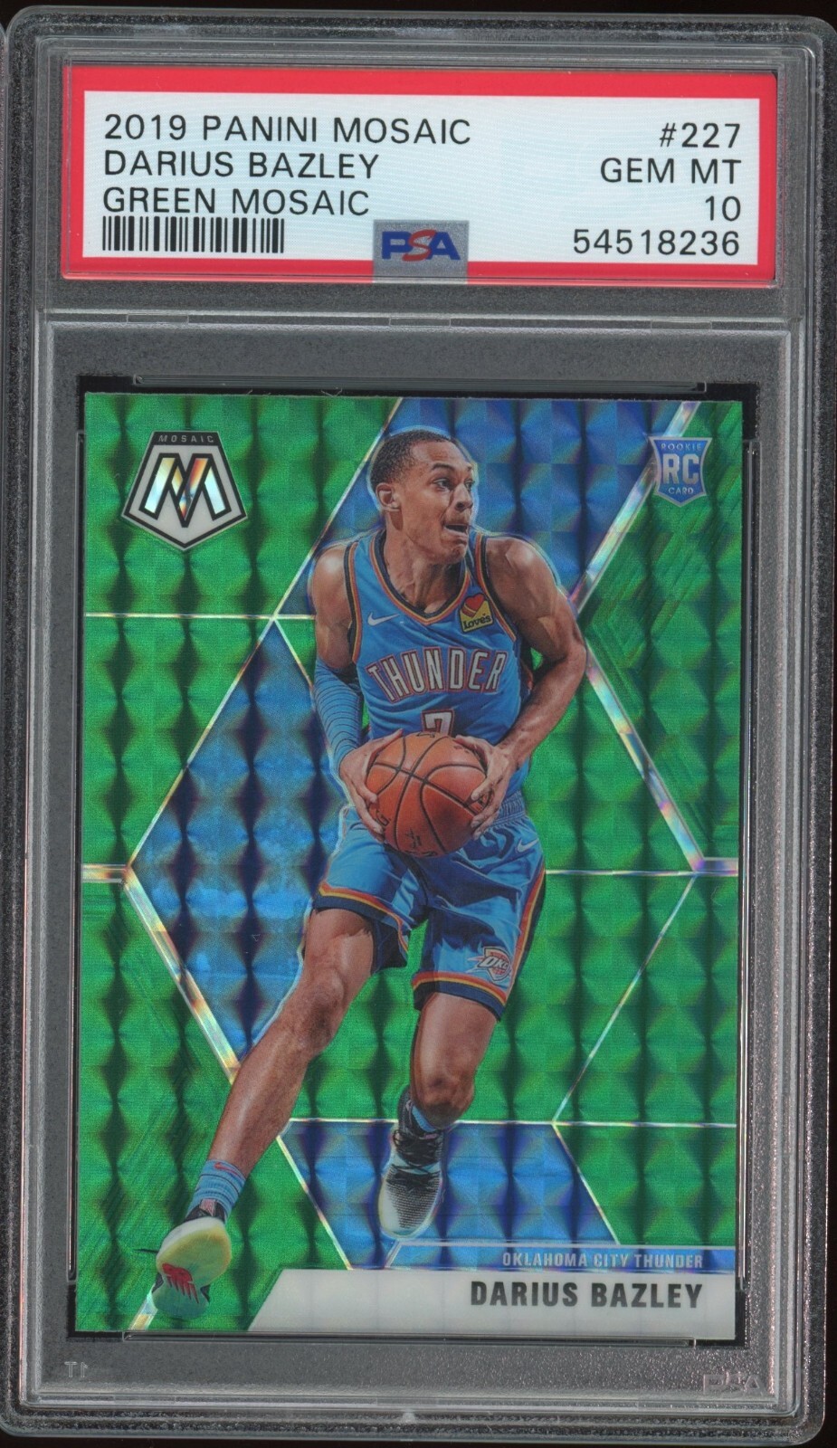 2019-20 Panini Mosaic Darius Bazley Green Prizm Rookie PSA 10 Gem Mint #227