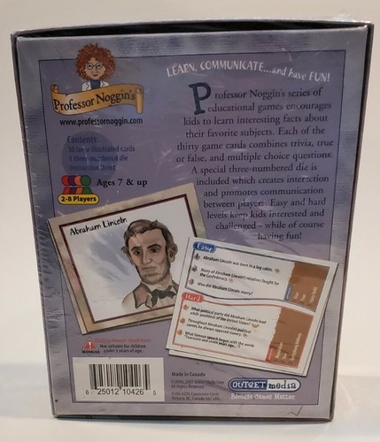 Professor Noggin's Civil War Card Game #16 Brand New & Factory Sealed - Picture 2 of 2