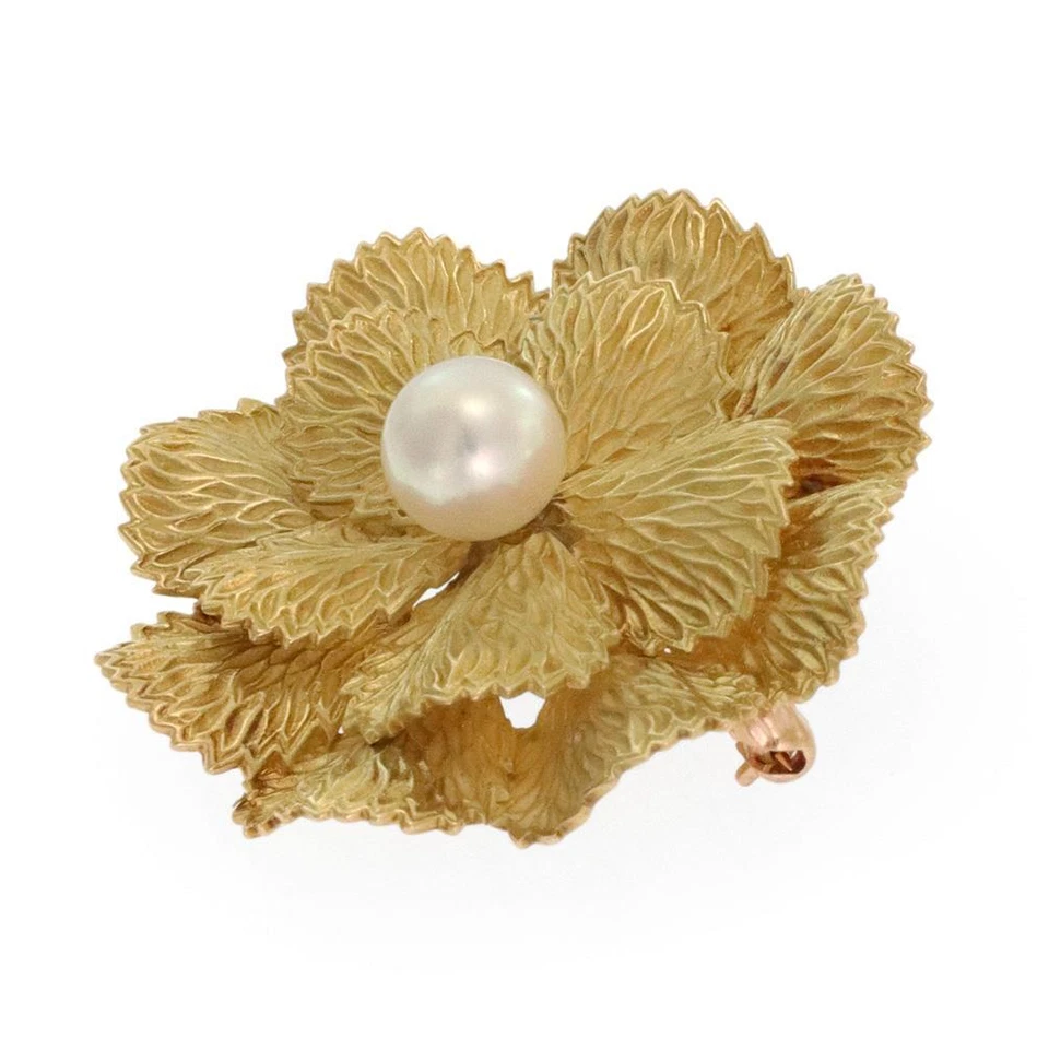 Broche Tiffany & Co. Flor Perla Oro Amarillo 18k Foto 2 de 4