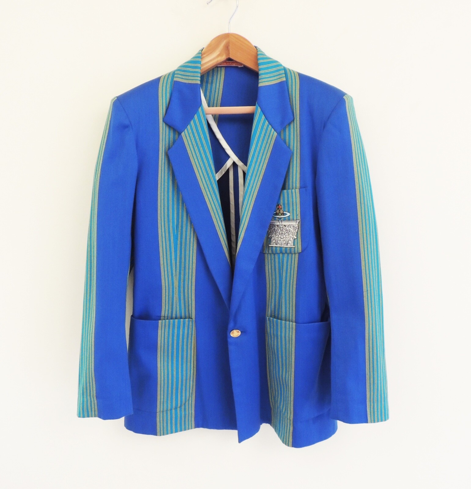 VIVIENNE WESTWOOD 1988 TIME MACHINE  Mens blue stripe deep sky blazer jacket Orb