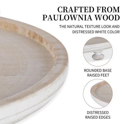 Wood Risers for Decor Rustic Round Wooden Pedestal Stand Tray for Display Far... - Picture 6 of 9