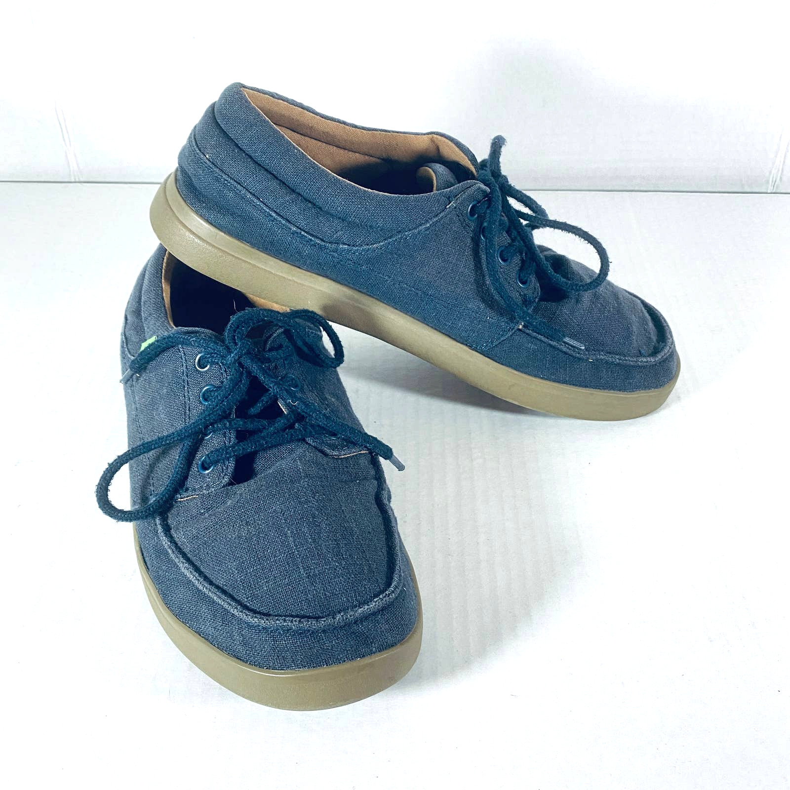 Sanuk Tko 2 Lace Up Sneaker Navy Blue Canvas Sz 8 Mens