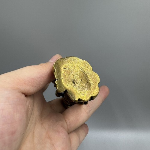 Statua inserto dolce fiore di loto pesce carpa animale ottone cinese collezione 67 mm - Foto 6 di 9