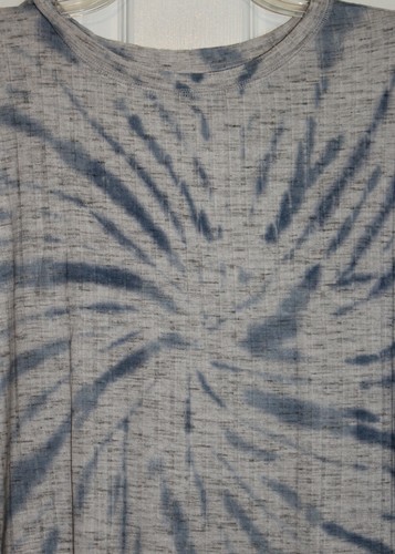 Lucky Brand Women's XL Blue Gray Oversized Tie Dye Ribbed T-Shirt Top NWT - 第 3/4 張圖片