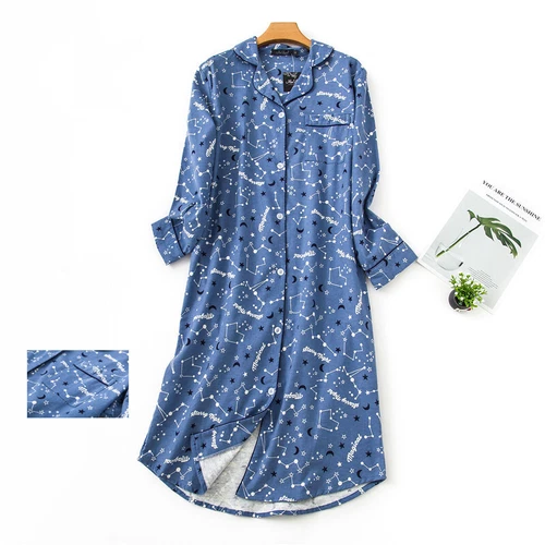 US Women's Flannel Cotton Long Sleeve Nightgown Nightwear Sleepwear/Sleep Dress - Bild 59 von 60