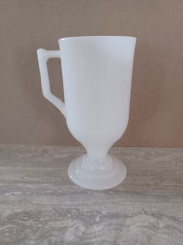 70er Jahre Tan-Tar-A (Missouri) weiß Glas Standfuß Kaffee/Tee Becher, gebraucht, 8 Unzen - Bild 2 von 6
