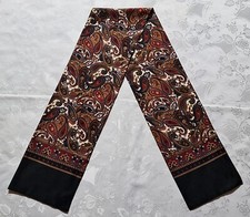 GENTS SCARF VINTAGE AUTHENTIC PAISLEY ART BLACK BURGUNDY BROWN DOUBLE LONG MENS