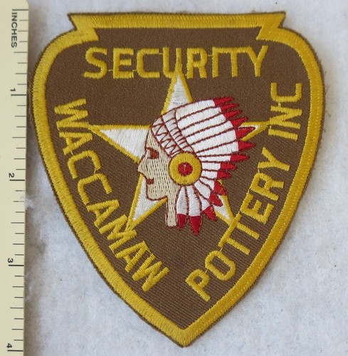 WACCAMAW POTTERY Inc SOUTH CAROLINA SECURITY PATCH Older Vintage INDIAN HEAD
