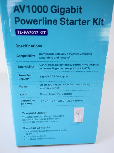 TP-Link AV1000 Gigabit Powerline Starter Kit (TL-PA7017 KIT) per 4k Plug & Play! - Foto 9 di 12