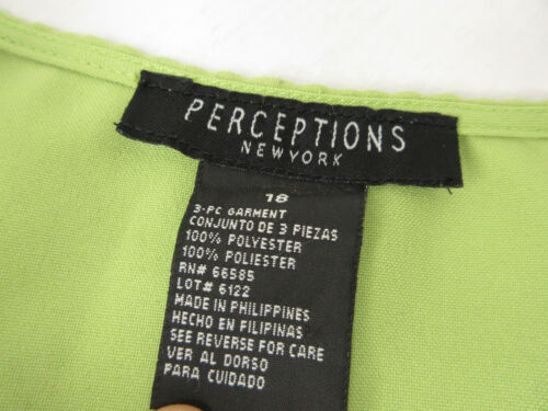 Perceptions New York 3-Piece Pants Vest Suit Green Black Striped Business Sz 18 - Picture 4 of 16