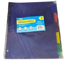 UNISON Poly Index Dividers  5 Tab Blue,Red,Yellow,Purple,Green